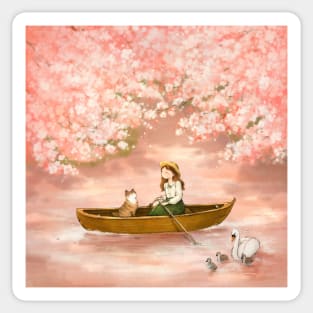 Cherry Blossom Lake Sticker